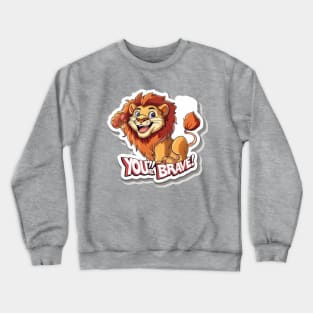 Brave Lion Cartoon Sticker Crewneck Sweatshirt